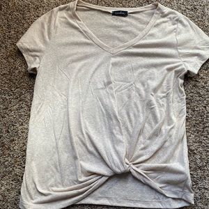 Beige twist front tee
